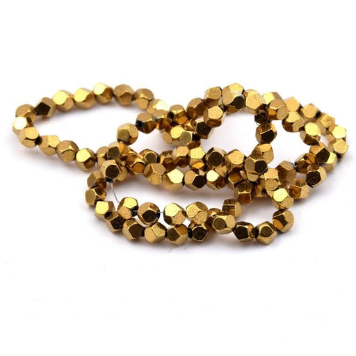 Buy Polygon beads gold-plated synthetic hematite 4mm (1 Fil-38cm)