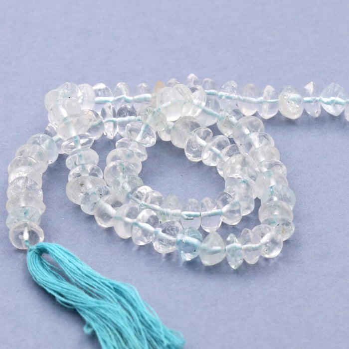 Aquamarine Button Bead 4-5x2-4mm - Hole: 0.5mm (1 Strand-35cm)