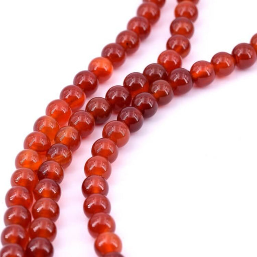 Round carnelian beads 8mm - hole: 0.8mm - 36mm thread (1)