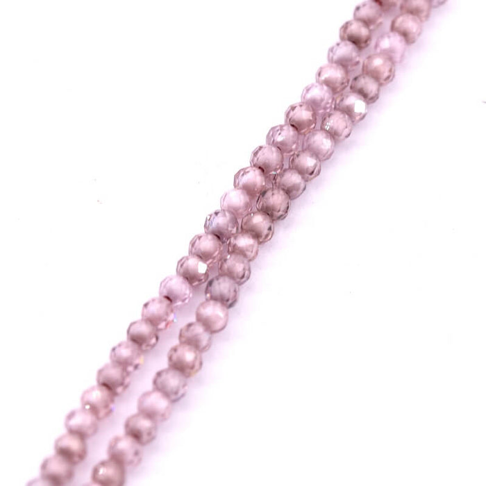 Faceted round bead in zircon - old pink 2mm (1 strand-37cm)