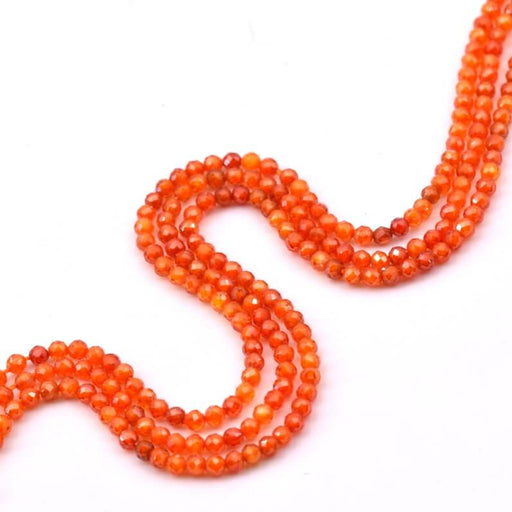 Round faceted orange zircon bead 2mm (1 strand-37cm)