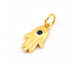 Hand of Fatma pendant in golden brass and blue zircon 14mm (1)