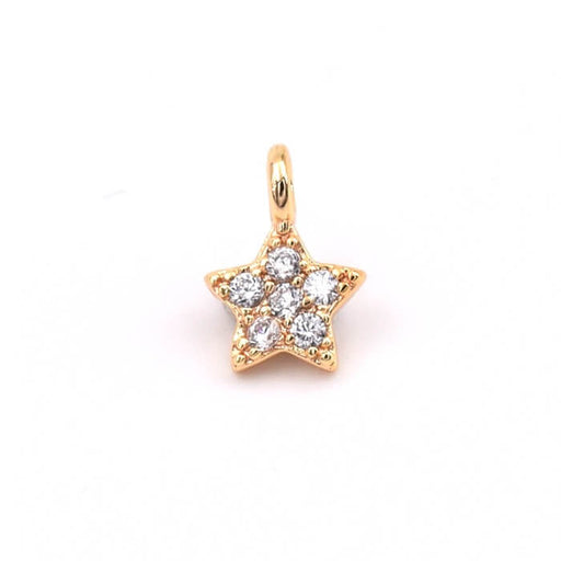 Buy Star charm pendant paved with crystal zircon Gold metal 8x5mm (1)