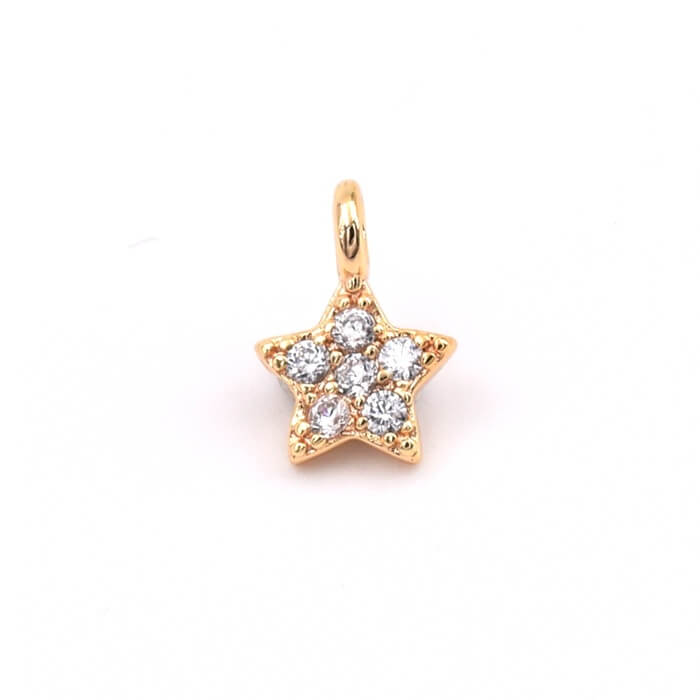 Star charm pendant paved with crystal zircon Gold metal 8x5mm (1)