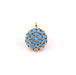 Round pendant in fine golden brass paved with turquoise zircon 7mm (1)