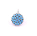 Round pendant rhodium brass paved with turquoise zircon 7mm (1)