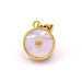 Pendant with shell and zirconia11mm - golden brass with bail - Hole: 2mm (1)