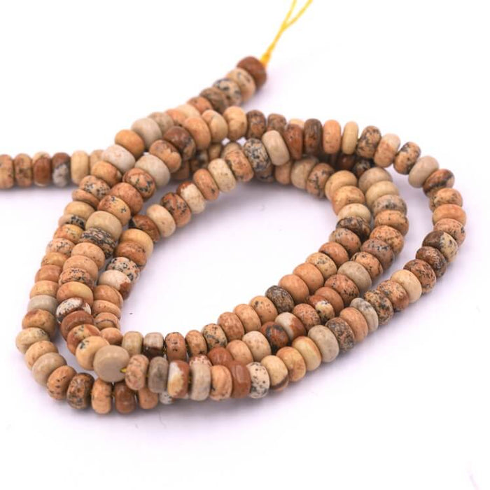 Natural jasper rondelle beads 4x2mm - Hole: 0.8mm (1 strand-39cm)