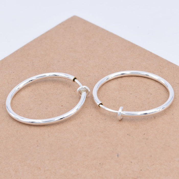 Clip-on Hoop Earrings 30mm Silver Stainless Steel Silver (2)