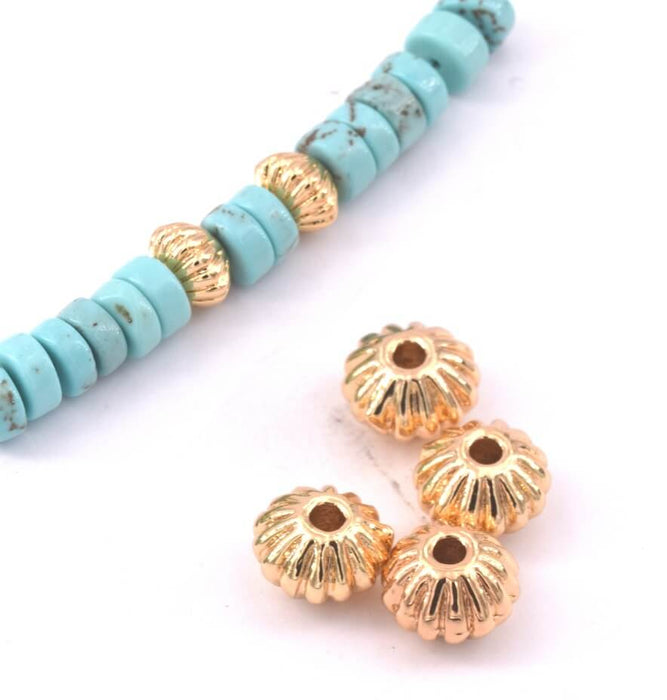 Heishi Ethnic bicone Beads light Gold Plated , 7x5mm, Hole: 1.5mm (2)