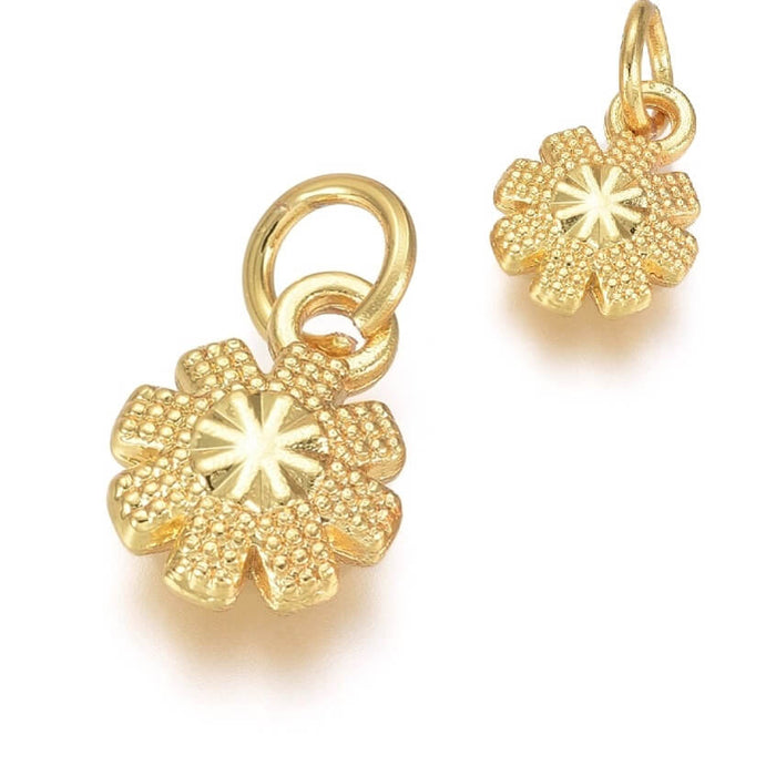 Charm pendant golden plated High quality Flower ethnic 8mm (2)