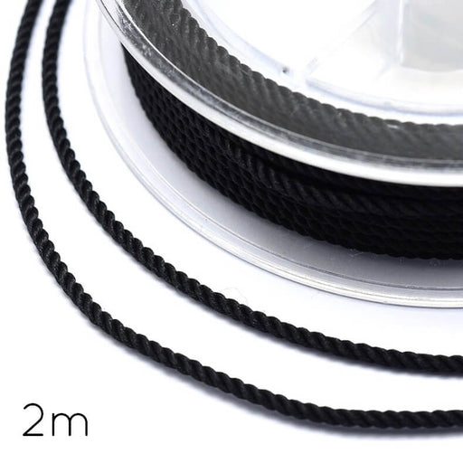 Buy Silky nylon twisted cord Black - 1mm (2m)