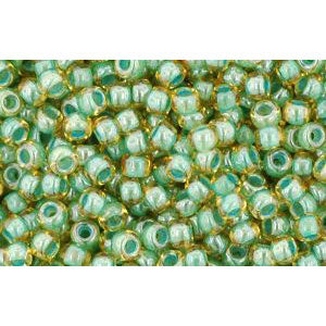 cc380 - Toho beads 11/0 topaz/mint julep lined (10g)