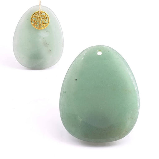 Drop Pendant Aventurine Polished Flat Pebble 50x40x4mm Hole: 2mm (1)