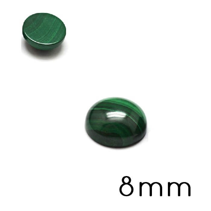 Cabochon Flat Round Natural Malachite 8mm (1)