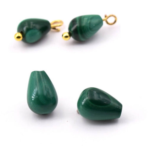 Tear Drop Bead Natural Malachite 7x5mm - Hole: 0.7mm (2)