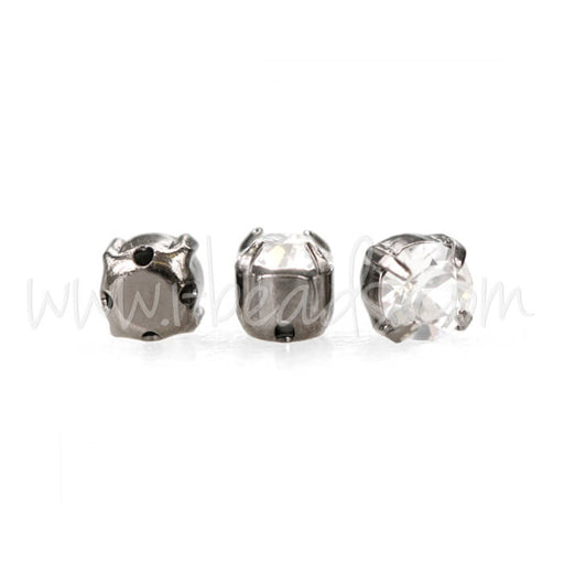 Swarovski chatons montées gun metal brushed SS18 - 4mm crystal (20)