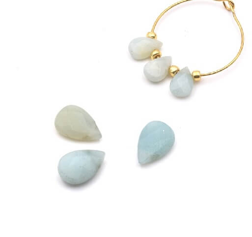 Drop bead pendant Amazonite faceted 9x6mm-0.7mm (2)