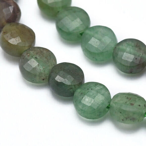 Agate flat round facetted beads 6mm hole: 1mm (10)