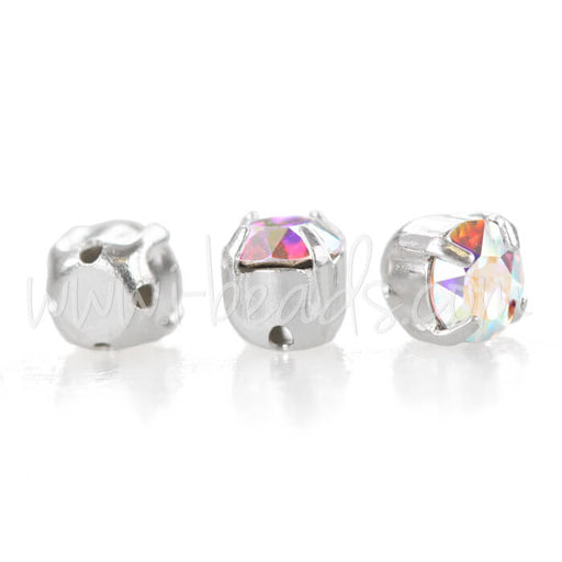 Swarovski chatons montées silver brushed SS29 - 6mm crystal AB (10)