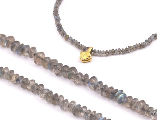 Heishi bicone chips Beads LABRADORITE- 4.5mm - hole 0.5mm, 39cm (1 strand)