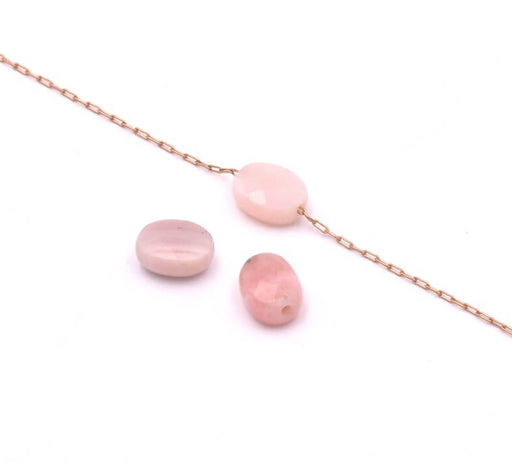 Oval faceted beads Pink opalite pebble 8x4x3mm, hole 0,8mm (2 beads)