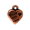 Buy Made with love heart charm metal antique copper plated 12.4mm (1)