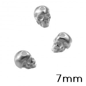 Skull bead 7mm (hole, 1.6mm) Sterling silver 925 (1)